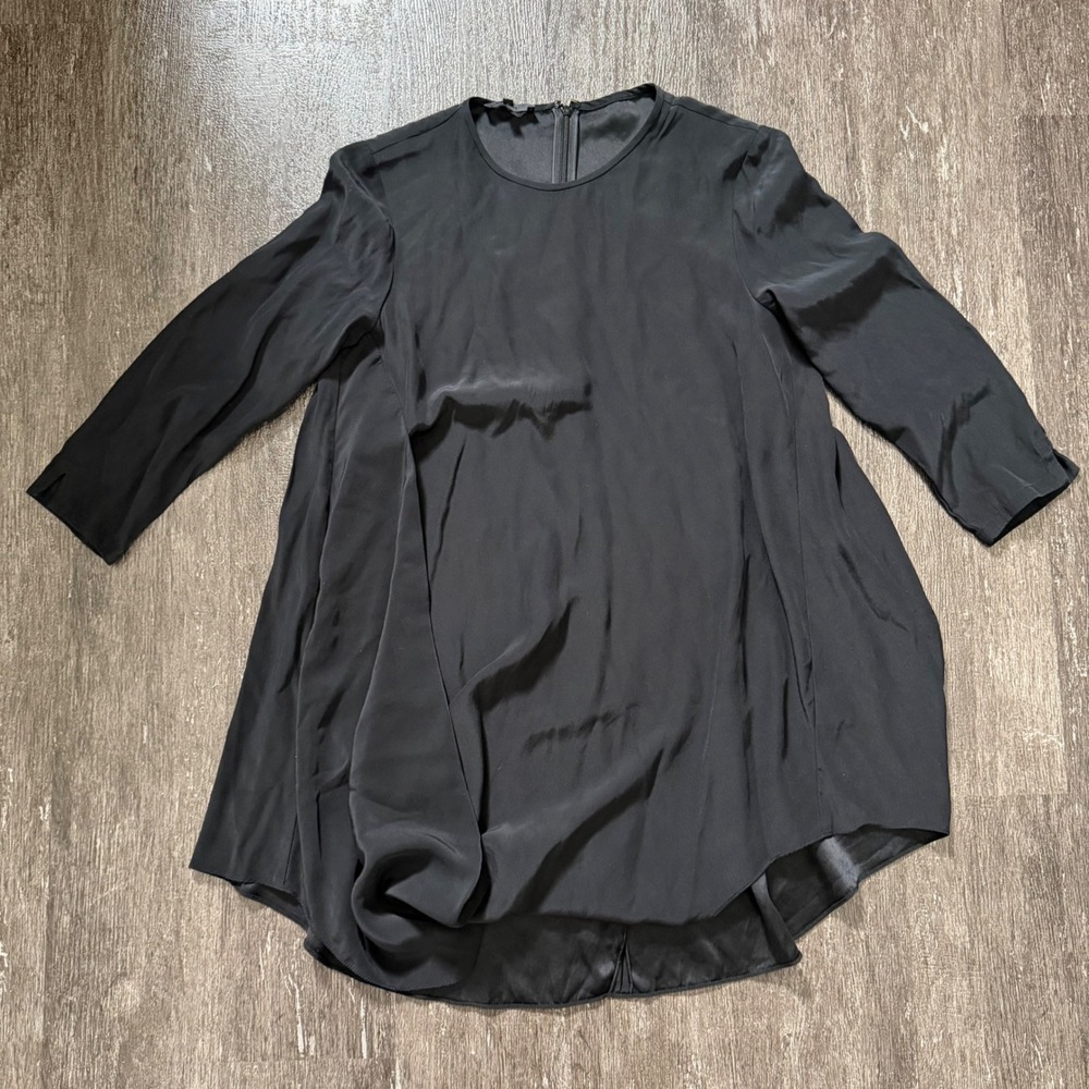 Lafayette 148 New York Tunic Women Small Black 100% Silk High-Low Blouse